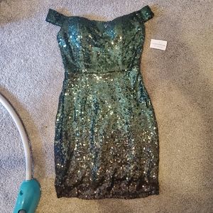 Emerald green ombre sequin Windsor dress